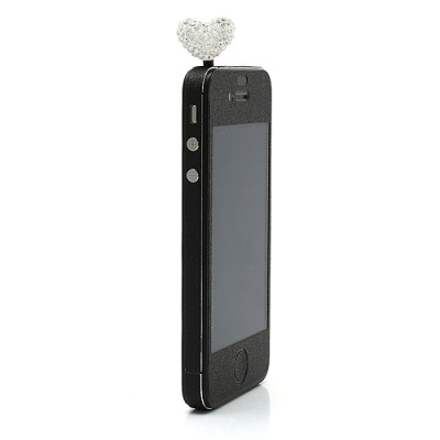 Добави още лукс Бижута за телефони Бижу за телефон 3.5 mm jack сърце с бели камъни